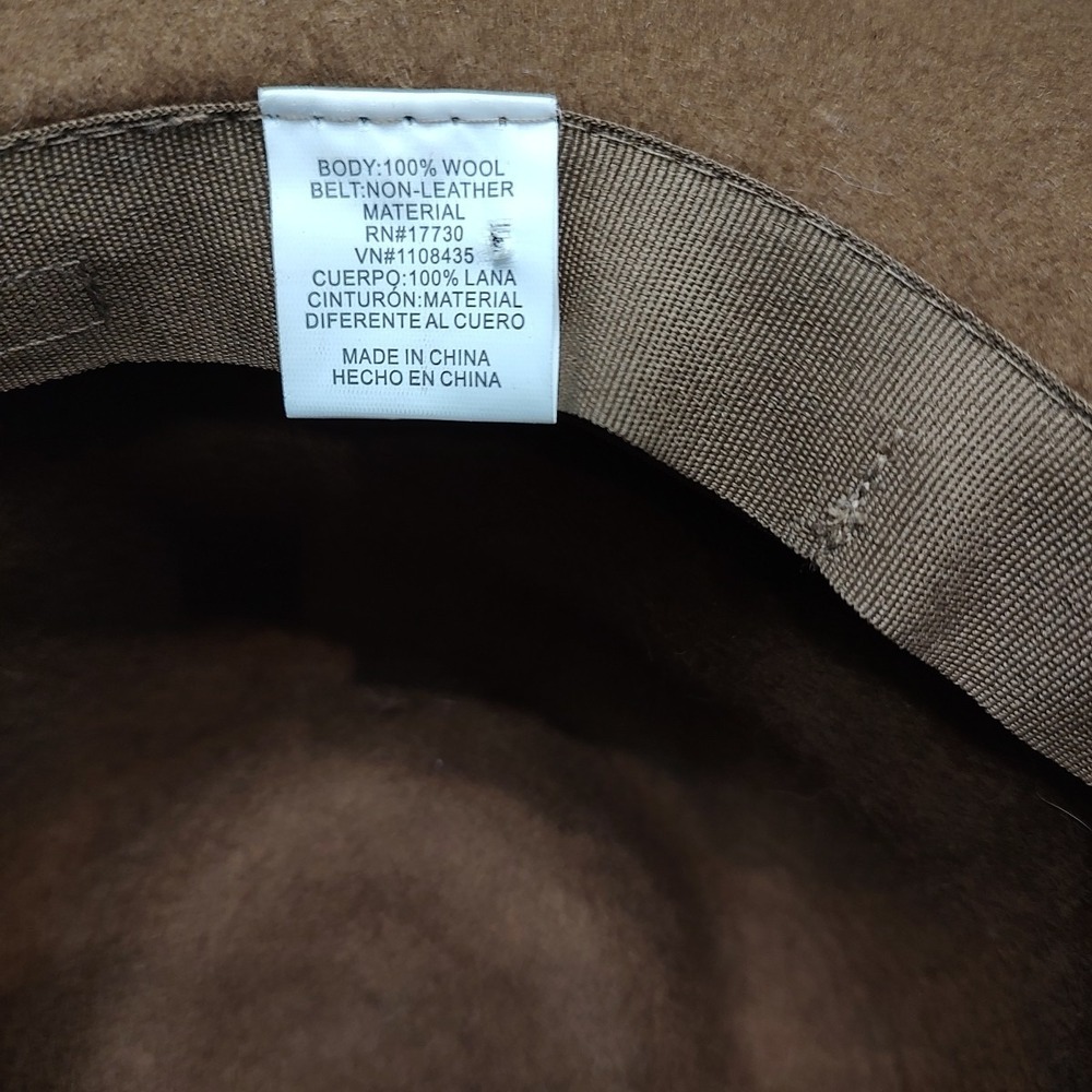Vtg Style Wide Brim Fedora Hat Brown Wool Felt Rancher Western Panama Cowboy - Picture 5 of 9